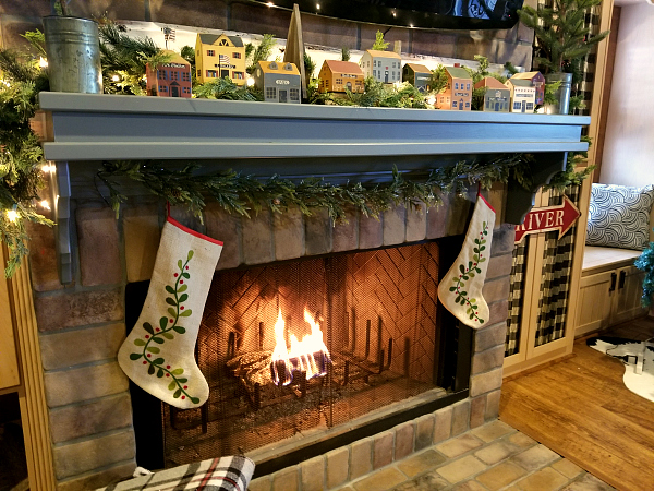 Christmas decor around the fireplace
